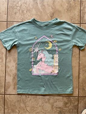 Kids Unicorn Graphic Tee - Seafoam Green & Pink